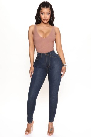Jeansy Fashion Nova Classic Beauty Booty Lifter Skinny Damskie Ciemny Niebieskie Polska | 527860ZRH