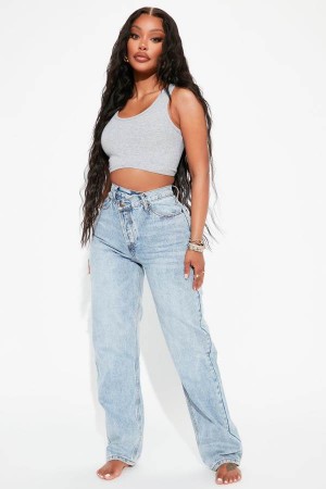 Jeansy Fashion Nova Crossover Straight Leg Damskie Głęboka Niebieskie Niebieskie Polska | 873124LEJ