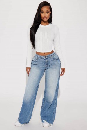 Jeansy Fashion Nova Dahlia Baggy Damskie Niebieskie Polska | 423975INC