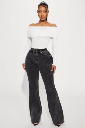 Jeansy Fashion Nova Discretion Advised Stretch Flare Damskie Czarne Niebieskie Polska | 354719FUB