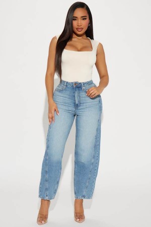 Jeansy Fashion Nova Double Life Tapered Damskie Głęboka Niebieskie Polska | 572640BSK