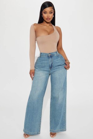 Jeansy Fashion Nova Dylan Drop Waist Baggy Damskie Niebieskie Polska | 528913KSB