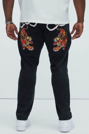 Jeansy Fashion Nova Ed Hardy Crawling Tigers Skinny Męskie Czarne Polska | 968521KSU