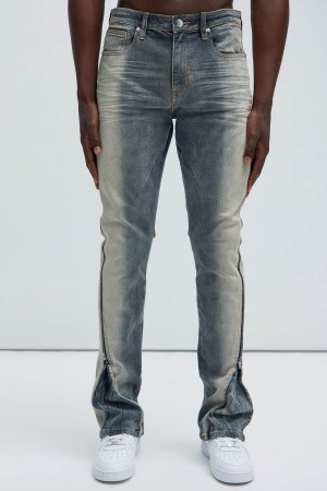 Jeansy Fashion Nova Ethan Stacked Skinny Flare Męskie Niebieskie Polska | 165847KYQ