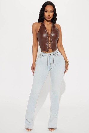 Jeansy Fashion Nova Flex Game Soft Stretch Bootcut Damskie Głęboka Niebieskie Polska | 438106HMS