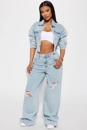 Jeansy Fashion Nova Fly By Night Non Stretch Wide Leg Damskie Głęboka Niebieskie Polska | 267054YMC
