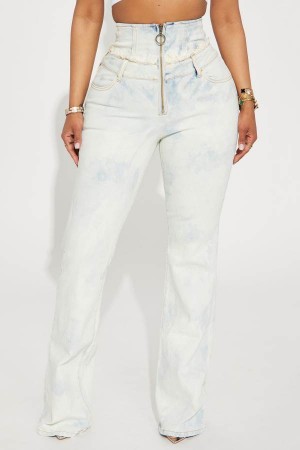 Jeansy Fashion Nova Getaway Corset Stretch Bootcut Damskie Niebieskie Polska | 197850VLT