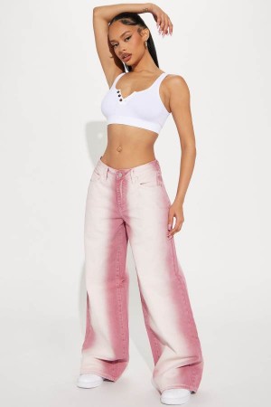 Jeansy Fashion Nova Get's Me Everytime Baggy Damskie Różowe Polska | 578209YVS