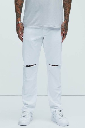 Jeansy Fashion Nova Ghost Slim Męskie Białe Polska | 139086VJQ