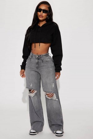 Jeansy Fashion Nova Gianna Non Stretch Ripped Baggy Damskie Szare Polska | 875329AEZ