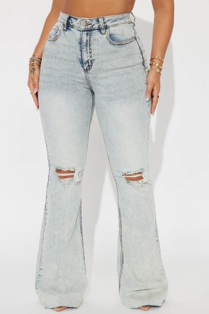 Jeansy Fashion Nova Give It Your All Stretch Flare Damskie Niebieskie Polska | 354689RMJ