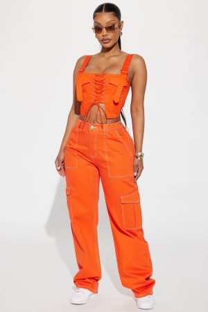 Jeansy Fashion Nova Give Me A Break Cargo Carpenter Damskie Pomarańczowe Polska | 827351FSM
