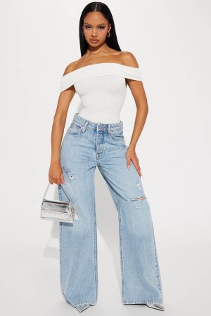 Jeansy Fashion Nova Good Advice Wide Leg Damskie Głęboka Niebieskie Polska | 509821IYR