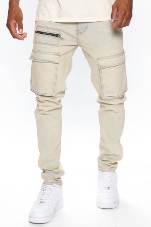 Jeansy Fashion Nova Got To Go Cargo Skinny Męskie Niebieskie Niebieskie Polska | 215708DFA