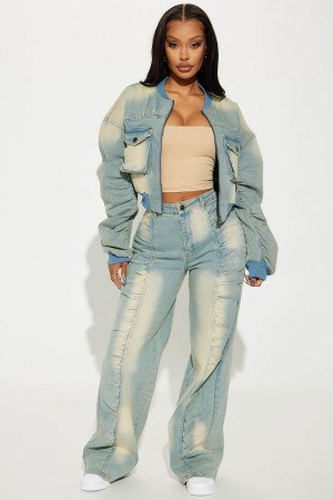 Jeansy Fashion Nova Grazie Stretch Baggy Damskie Głęboka Niebieskie Polska | 031467HEU