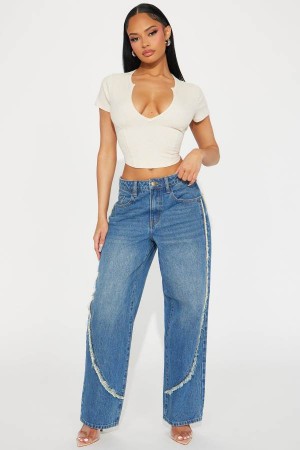 Jeansy Fashion Nova Handle With Care Straight Leg Damskie Ciemny Niebieskie Polska | 937625GUC