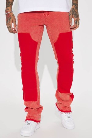 Jeansy Fashion Nova Hardwear Stacked Skinny Flare Męskie Czerwone Polska | 697285AER