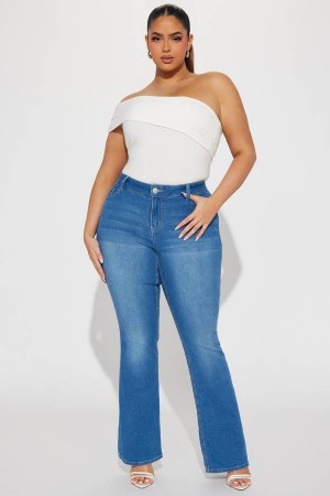 Jeansy Fashion Nova Haven't You Heard Stretch Bootcut Damskie Niebieskie Polska | 716492VOI