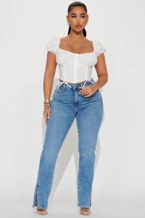 Jeansy Fashion Nova High Intensity Straight Leg Damskie Niebieskie Polska | 763941BTP