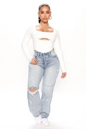 Jeansy Fashion Nova High School Sweetheart 90's Straight Leg Dad Damskie Niebieskie Niebieskie Polska | 698074GJM