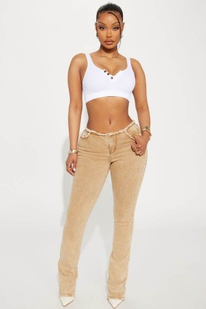 Jeansy Fashion Nova Highly Motivated Stretch Bootcut Damskie Brązowe Polska | 741925ZGK