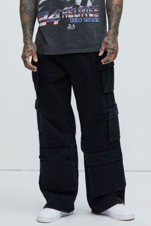 Jeansy Fashion Nova Hunter Baggy Cargo Męskie Czarne Polska | 273649EDW
