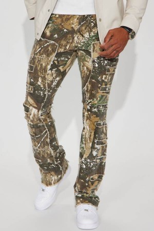 Jeansy Fashion Nova In Action Camo Stacked Skinny Flare Męskie Camo Polska | 017598BDS