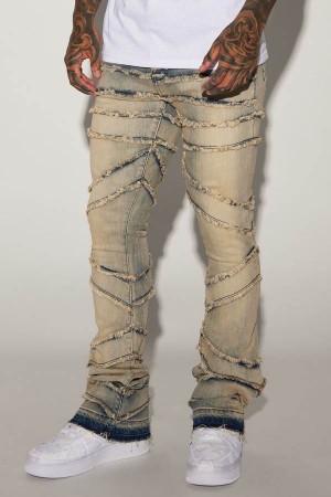 Jeansy Fashion Nova In All Ways Fray Stacked Skinny Flare Męskie Niebieskie Polska | 184695CGN