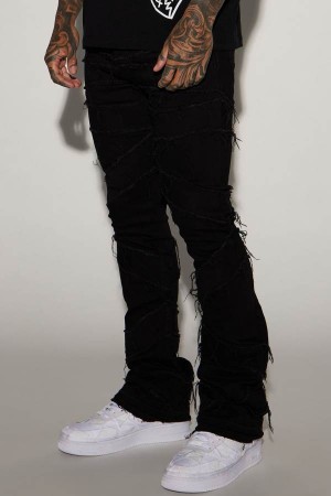 Jeansy Fashion Nova In All Ways Fray Stacked Skinny Flare Męskie Czarne Polska | 937045JYC