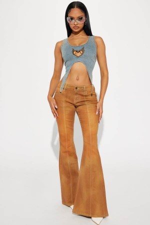 Jeansy Fashion Nova In Effect Coated Stretch Flare Damskie Czerwone Polska | 985216PGH