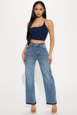 Jeansy Fashion Nova In The Best Ways Cropped Straight Leg Damskie Niebieskie Polska | 932460UYQ