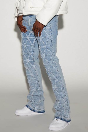 Jeansy Fashion Nova Interstellar Stacked Slim Flare Męskie Głęboka Niebieskie Niebieskie Polska | 472365YFX
