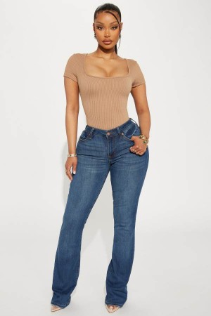 Jeansy Fashion Nova Jessie Mid Rise Bootcut Damskie Ciemny Niebieskie Polska | 215378PEO