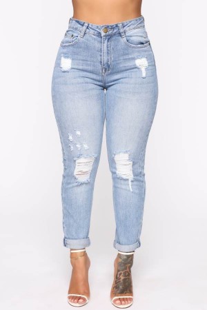 Jeansy Fashion Nova Keep Coming Back Boyfriend Damskie Głęboka Niebieskie Niebieskie Polska | 287503UIW