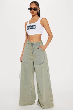 Jeansy Fashion Nova Keeping It Fresh Wide Leg Palazzo Damskie Niebieskie Polska | 706859VEH