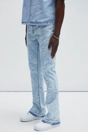 Jeansy Fashion Nova Kenneth Stacked Slim Flare Męskie Głęboka Niebieskie Niebieskie Polska | 203145GTH