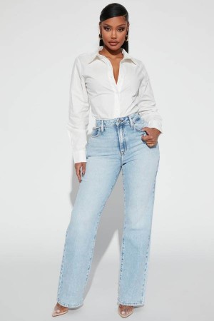 Jeansy Fashion Nova Kiss And Tell High Rise Low Stretch Straight Leg Damskie Głęboka Niebieskie Niebieskie Polska | 947516MJN
