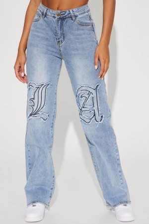 Jeansy Fashion Nova LA Baby Baggy Damskie Głęboka Niebieskie Polska | 679580QKV