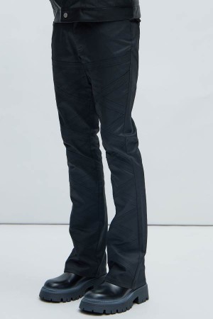 Jeansy Fashion Nova LLoyd Waxed Stacked Slim Flare Męskie Czarne Polska | 361209XAG