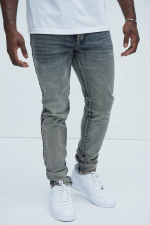 Jeansy Fashion Nova Lance Stacked Skinny Męskie Ciemny Niebieskie Polska | 952103GBJ
