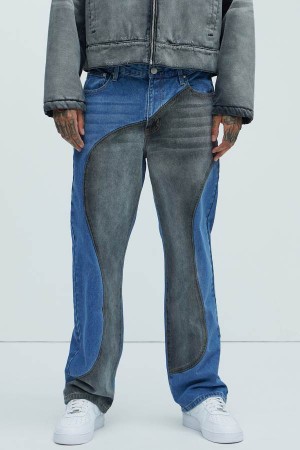 Jeansy Fashion Nova Lava Flow Straight Męskie Czarne Polska | 893704BND