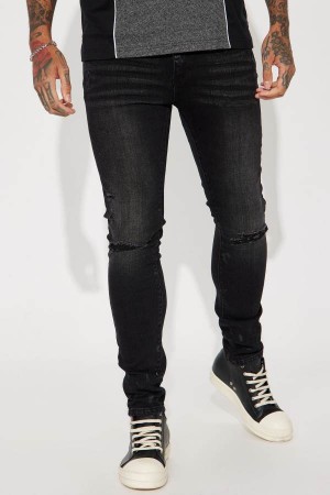 Jeansy Fashion Nova More To It Paint Stacked Skinny Męskie Czarne Polska | 573981VUR
