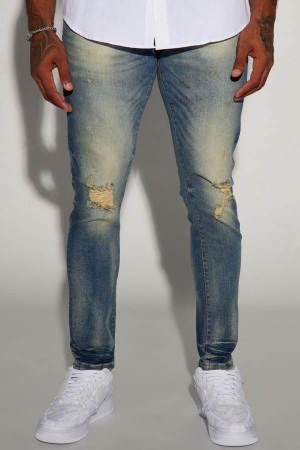 Jeansy Fashion Nova Novacane Skinny Męskie Niebieskie Polska | 675392NDV