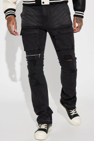 Jeansy Fashion Nova Pockets Full Of Money Stacked Skinny Flare Męskie Czarne Niebieskie Polska | 406153JQT