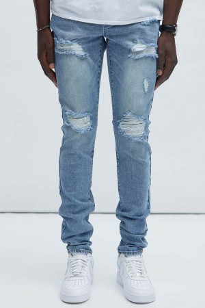 Jeansy Fashion Nova Ride Along Stacked Skinny Męskie Niebieskie Polska | 824613NQZ