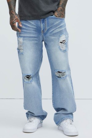 Jeansy Fashion Nova Scott Straight Męskie Głęboka Niebieskie Niebieskie Polska | 861942VQZ