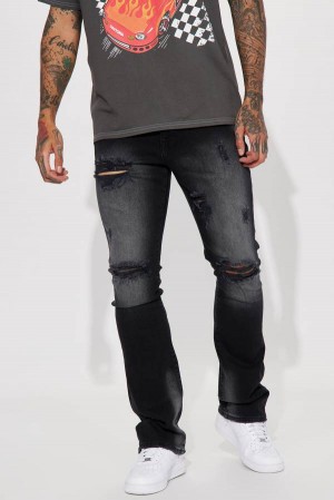 Jeansy Fashion Nova Sky High Stacked Skinny Flare Męskie Czarne Niebieskie Polska | 635248WUV