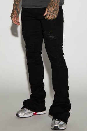 Jeansy Fashion Nova Stand Out Stacked Skinny Flare Męskie Czarne Polska | 314569CYL