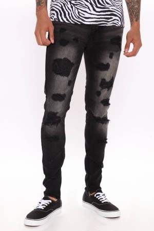 Jeansy Fashion Nova Stay Positive Skinny Męskie Czarne Polska | 491257ZXV