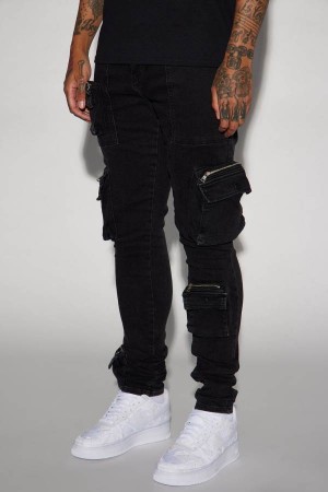 Jeansy Fashion Nova The Masses Stacked Skinny Męskie Czarne Polska | 712980ERP